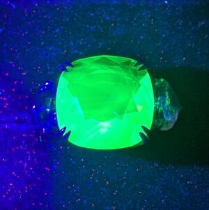 Large Uranium Glass Silver Ring